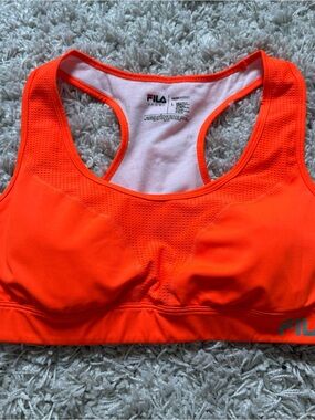 Fila Neon Orange Racerback Support Sports Bra